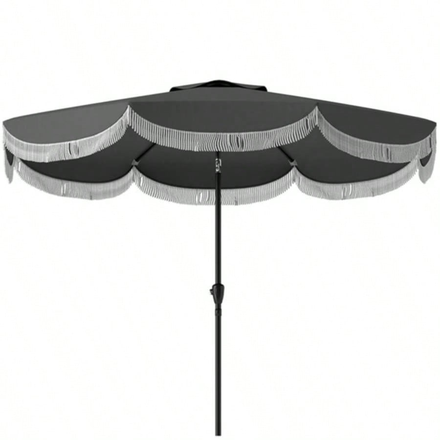 8.8FT Elegance Patio, UPF 30+ Outdoor Market with 8 Ribs, Push Button Tilt, Charcoal Gray