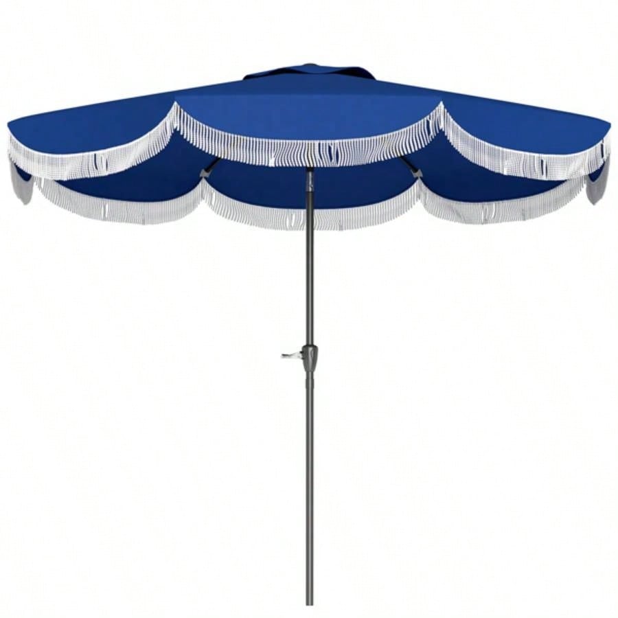 8.8FT Elegance Patio, UPF 30+ Outdoor Market with 8 Ribs, Push Button Tilt, Navy Blue