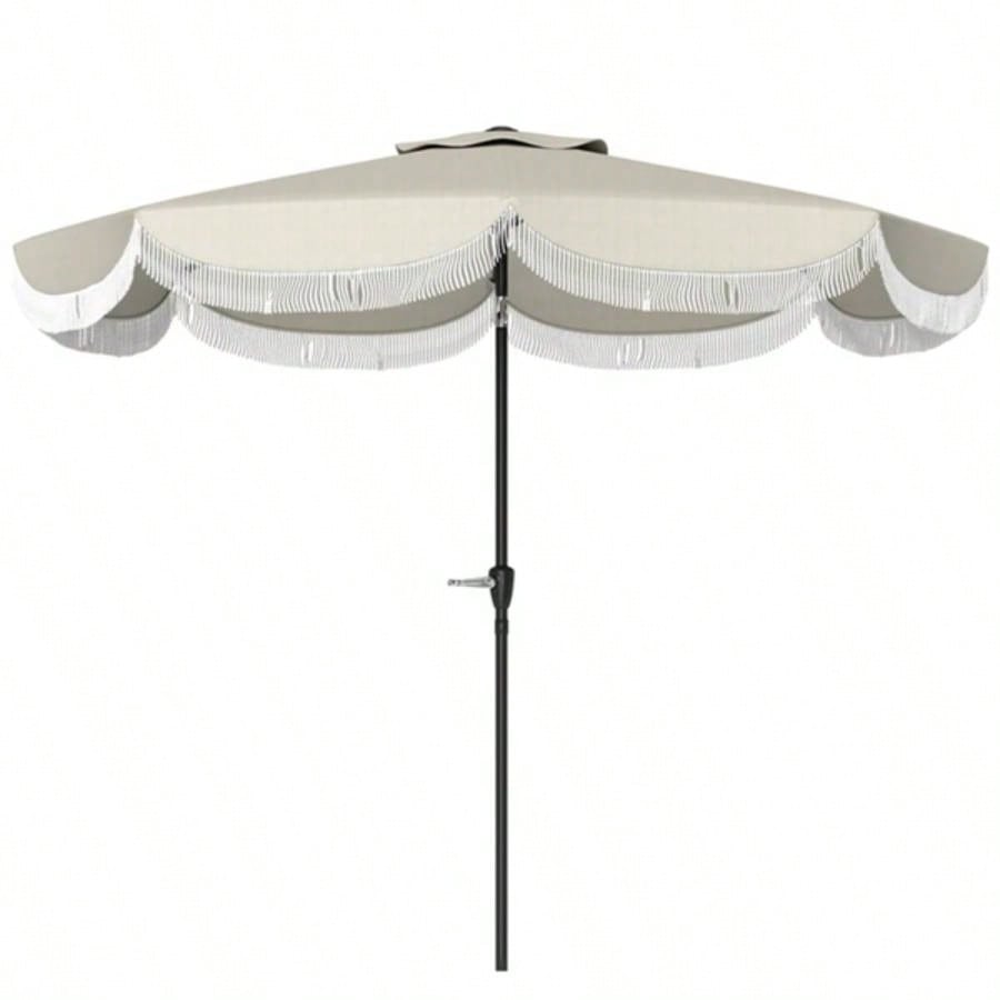 8.8FT Elegance Patio, UPF 30+ Outdoor Market with 8 Ribs, Push Button Tilt, Light Gray