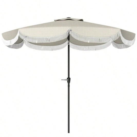 8.8FT Elegance Patio, UPF 30+ Outdoor Market with 8 Ribs, Push Button Tilt, Light Gray