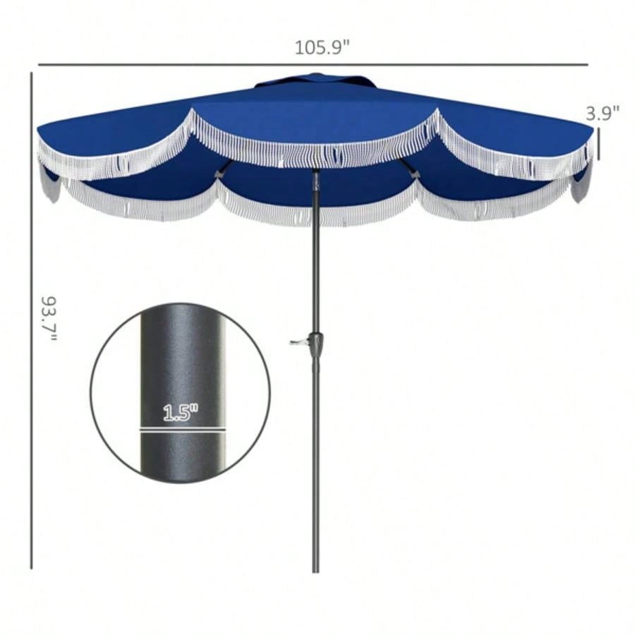 8.8FT Elegance Patio, UPF 30+ Outdoor Market with 8 Ribs, Push Button Tilt, Navy Blue