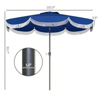 8.8FT Elegance Patio, UPF 30+ Outdoor Market with 8 Ribs, Push Button Tilt, Navy Blue