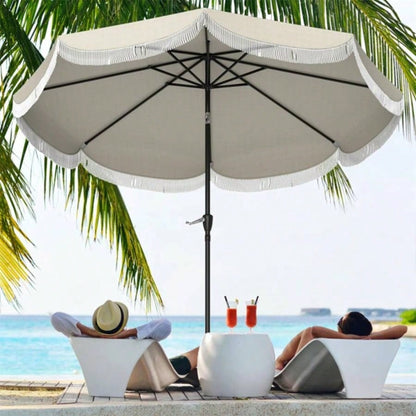 8.8FT Elegance Patio, UPF 30+ Outdoor Market with 8 Ribs, Push Button Tilt, Light Gray