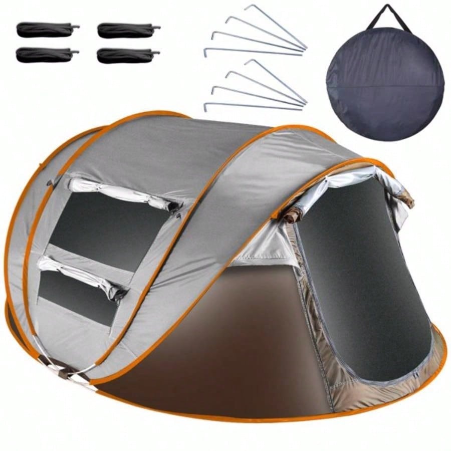 5 - 8 Person Up Tent Automatic Setup Camping Tent Waterproof Instant Setup Tent with 4 Mosquito Net Carrying Bag Hiking Climbing Adventure Fishing