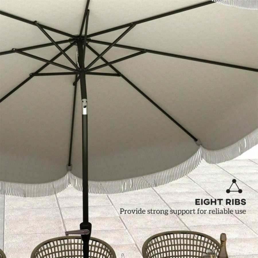 8.8FT Elegance Patio, UPF 30+ Outdoor Market with 8 Ribs, Push Button Tilt, Light Gray