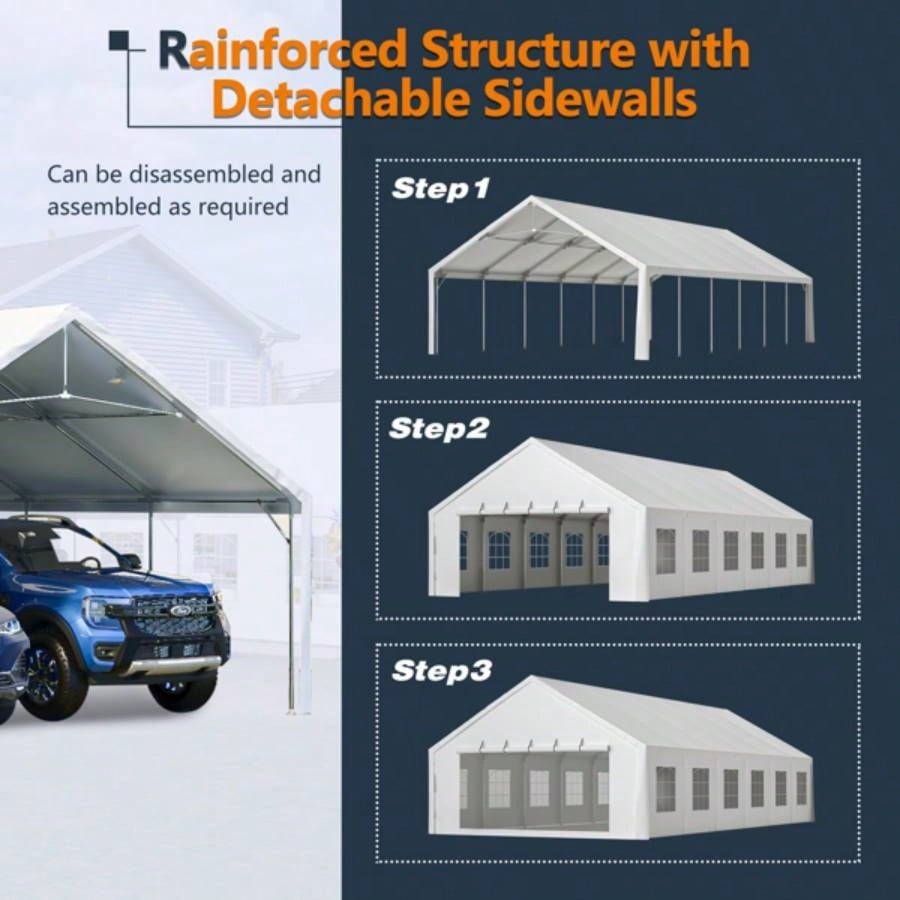 20x40FT Party Tent Heavy Duty, Large Wedding Event Shelters with 3 Carry Bags Removable Sidewalls, Outdoor Canopy Gazebo Commercial Tents Parties Carport Camping Garden Patio