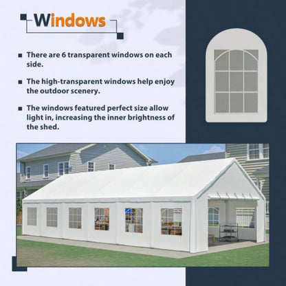 20x40FT Party Tent Heavy Duty, Large Wedding Event Shelters with 3 Carry Bags Removable Sidewalls, Outdoor Canopy Gazebo Commercial Tents Parties Carport Camping Garden Patio