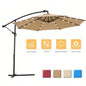 10 FT LED Patio Outdoor Hanging Cantilever Offset Easy Open Adustment with 24 LED Lights - taupe