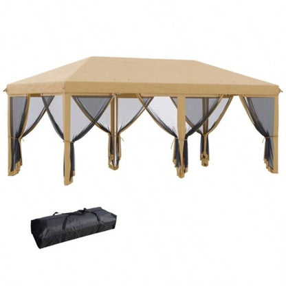 Up Canopy Party Tent with Netting 1039; 2039; Beige - AS Prohibited by