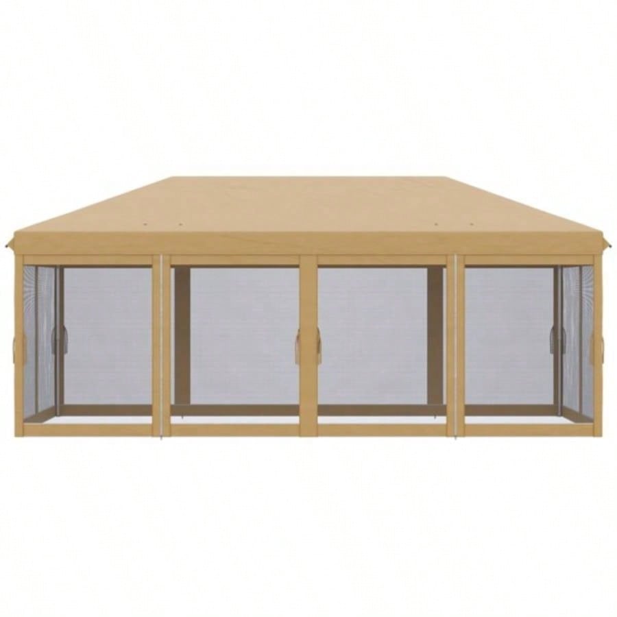 Up Canopy Party Tent with Netting 1039; 2039; Beige - AS Prohibited by