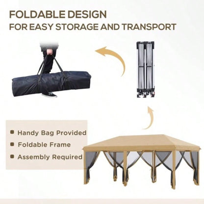 Up Canopy Party Tent with Netting 1039; 2039; Beige - AS Prohibited by