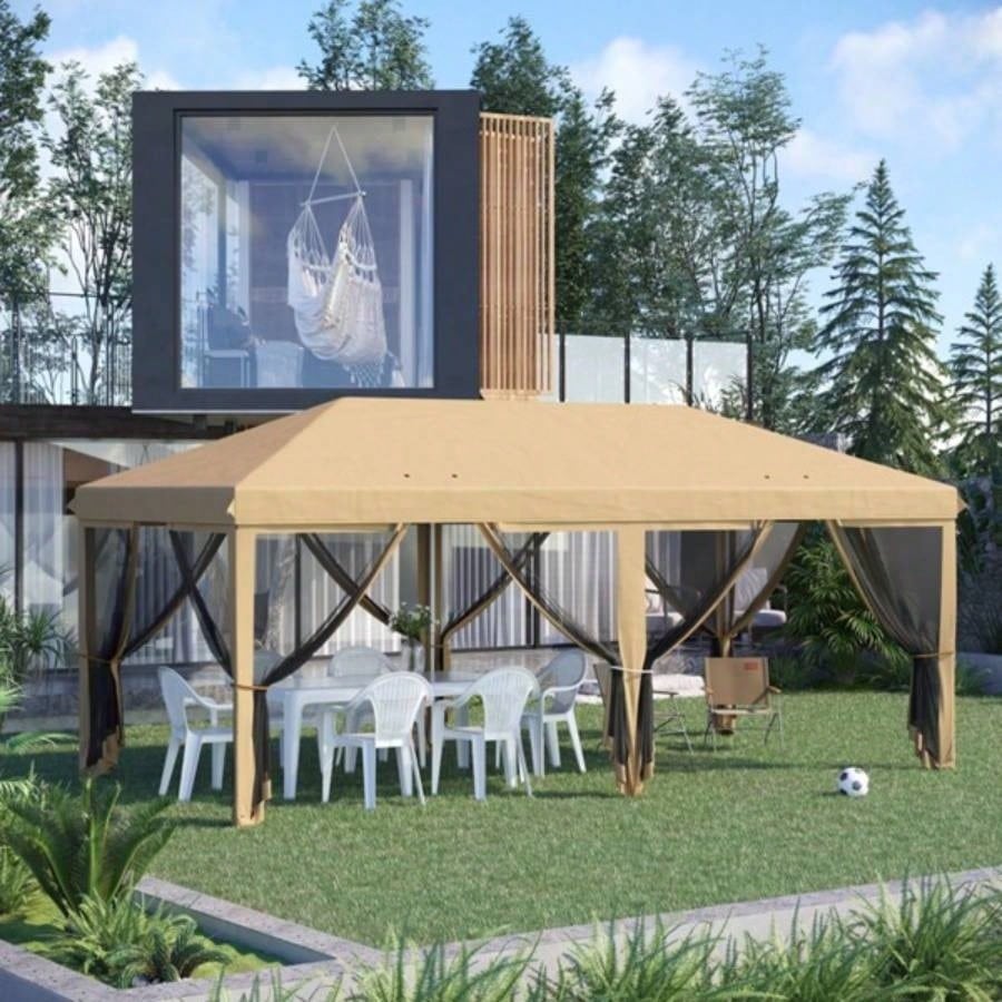 Up Canopy Party Tent with Netting 1039; 2039; Beige - AS Prohibited by