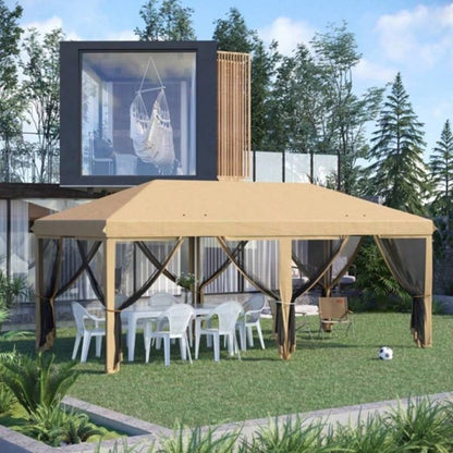Up Canopy Party Tent with Netting 1039; 2039; Beige - AS Prohibited by