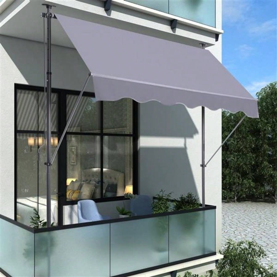 Manual Retractable Awning - 11839; 39; Non - Screw Outdoor Shade Cover with - Polyester Made Outdoor Canopy Adjustable Patio Door Window Awning Canopy Shade Curtain Backyard, Gay