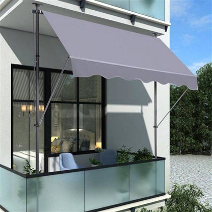 Manual Retractable Awning - 11839; 39; Non - Screw Outdoor Shade Cover with - Polyester Made Outdoor Canopy Adjustable Patio Door Window Awning Canopy Shade Curtain Backyard, Gay