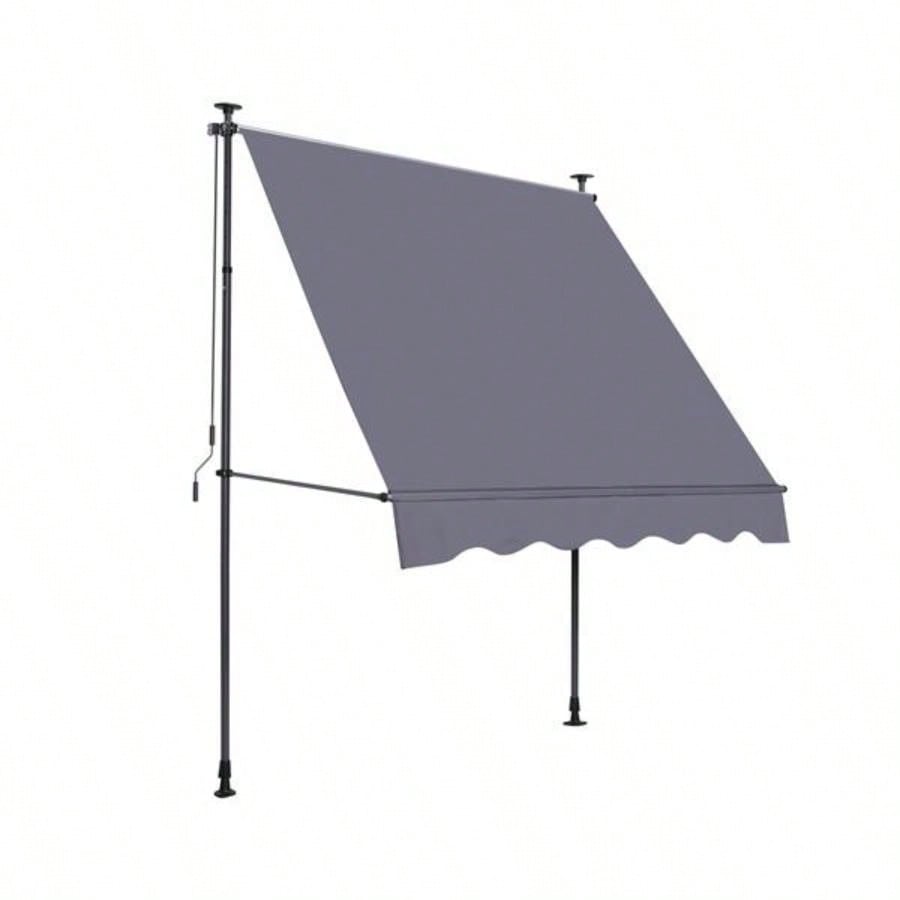 Manual Retractable Awning - 11839; 39; Non - Screw Outdoor Shade Cover with - Polyester Made Outdoor Canopy Adjustable Patio Door Window Awning Canopy Shade Curtain Backyard, Gay