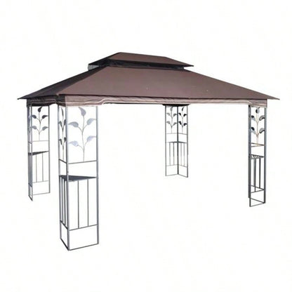 13x10 Outdoor Patio Gazebo Canopy Tent With Ventilated Double Roof And Mosquito netDetachable Mesh Screen On All SidesSuitable Lawn, Garden, Backyard and Deck, Brown Top
