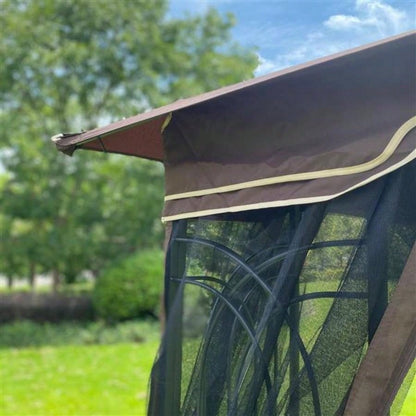 10x10 Outdoor Patio Gazebo Canopy Tent With Ventilated Double Roof And Mosquito netDetachable Mesh Screen On All SidesSuitable Lawn, Garden, Backyard and Deck, Brown Top