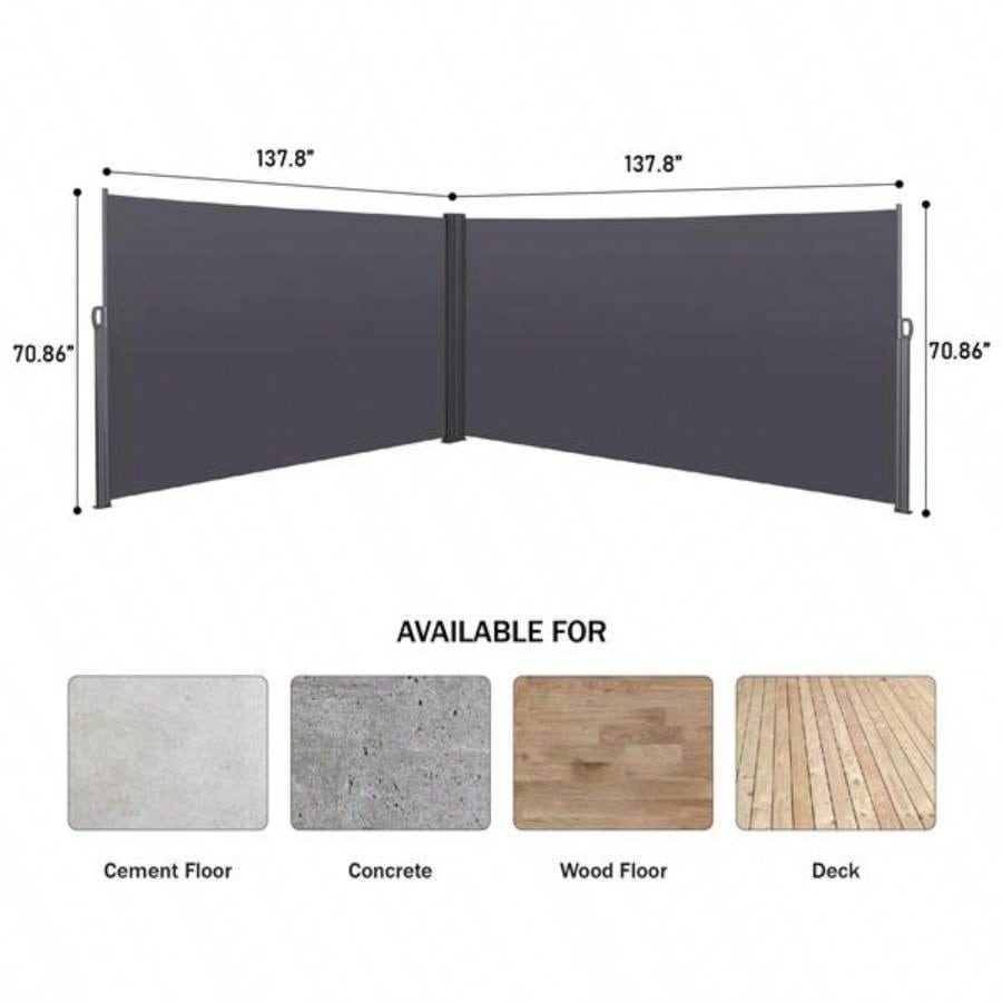 276x 7139; 39; Retractable Side Awning, Waterproof - Resistant, Privacy Screen Divider Roll Up Balcony
