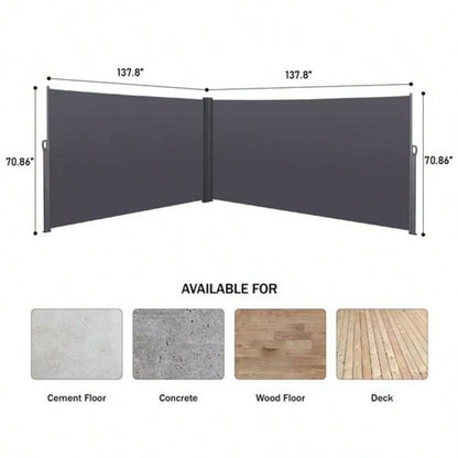 276x 7139; 39; Retractable Side Awning, Waterproof - Resistant, Privacy Screen Divider Roll Up Balcony