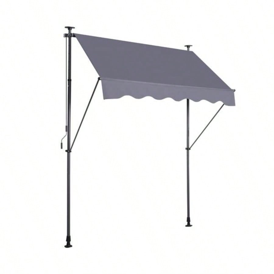 Manual Retractable Awning - 7839; 39; Non - Screw Outdoor Shade Cover with - Polyester Made Outdoor Canopy Adjustable Patio Door Window Awning Canopy Shade Curtain Backyard, Gary