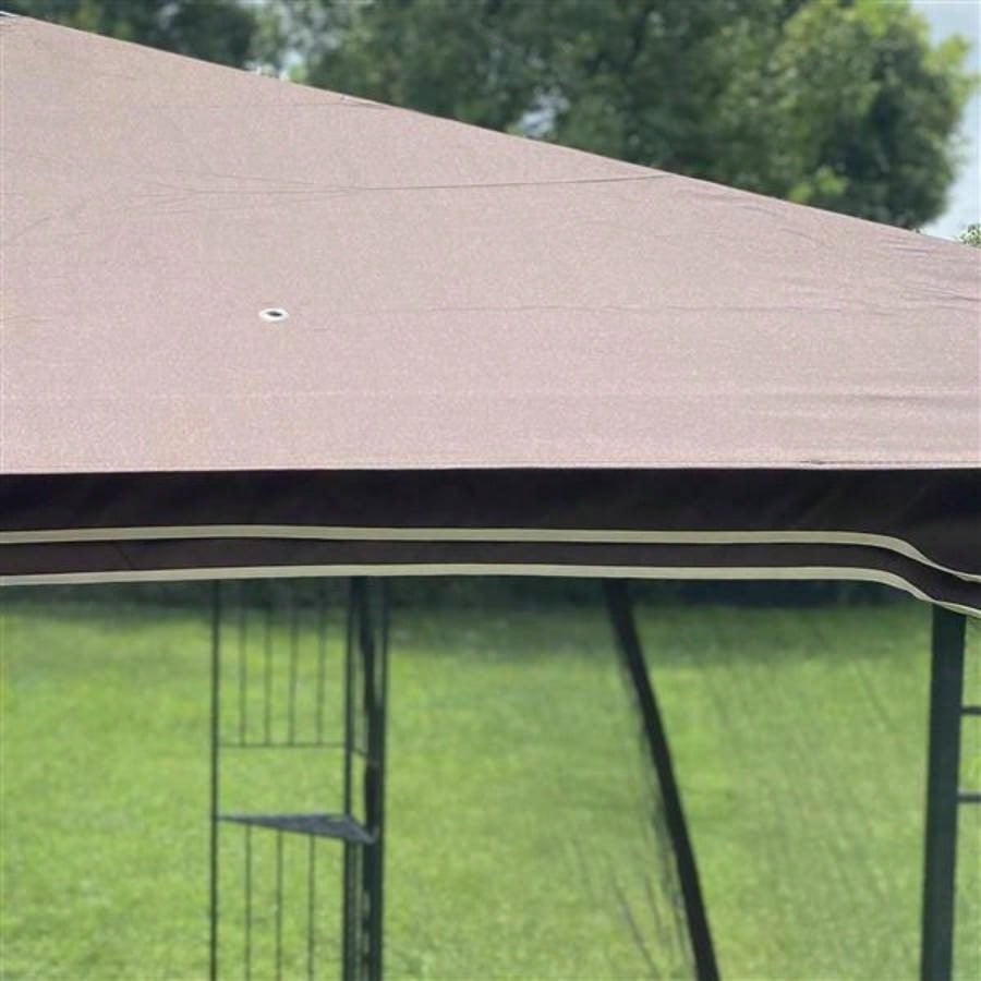10x10 Outdoor Patio Gazebo Canopy Tent With Ventilated Double Roof And Mosquito netDetachable Mesh Screen On All SidesSuitable Lawn, Garden, Backyard and Deck, Brown Top