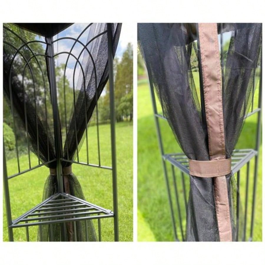 10x10 Outdoor Patio Gazebo Canopy Tent With Ventilated Double Roof And Mosquito netDetachable Mesh Screen On All SidesSuitable Lawn, Garden, Backyard and Deck, Brown Top