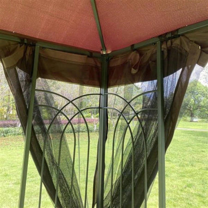 10x10 Outdoor Patio Gazebo Canopy Tent With Ventilated Double Roof And Mosquito netDetachable Mesh Screen On All SidesSuitable Lawn, Garden, Backyard and Deck, Brown Top