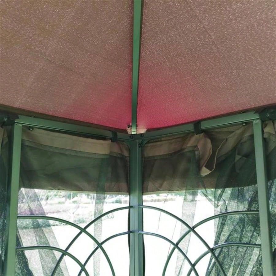 10x10 Outdoor Patio Gazebo Canopy Tent With Ventilated Double Roof And Mosquito netDetachable Mesh Screen On All SidesSuitable Lawn, Garden, Backyard and Deck, Brown Top