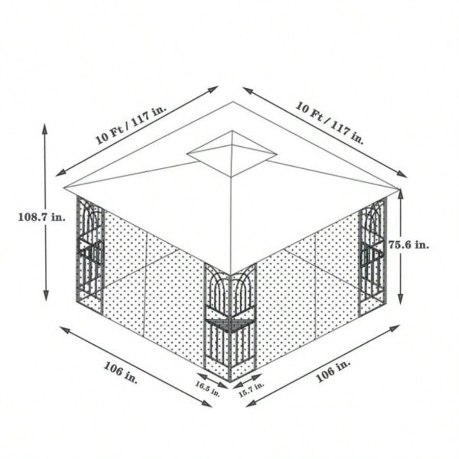 10x10 Outdoor Patio Gazebo Canopy Tent With Ventilated Double Roof And Mosquito netDetachable Mesh Screen On All SidesSuitable Lawn, Garden, Backyard and Deck, Brown Top