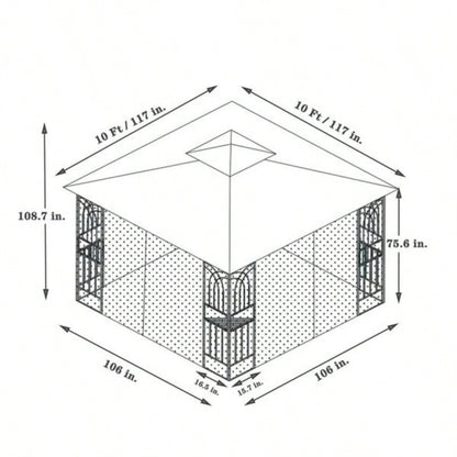 10x10 Outdoor Patio Gazebo Canopy Tent With Ventilated Double Roof And Mosquito netDetachable Mesh Screen On All SidesSuitable Lawn, Garden, Backyard and Deck, Brown Top