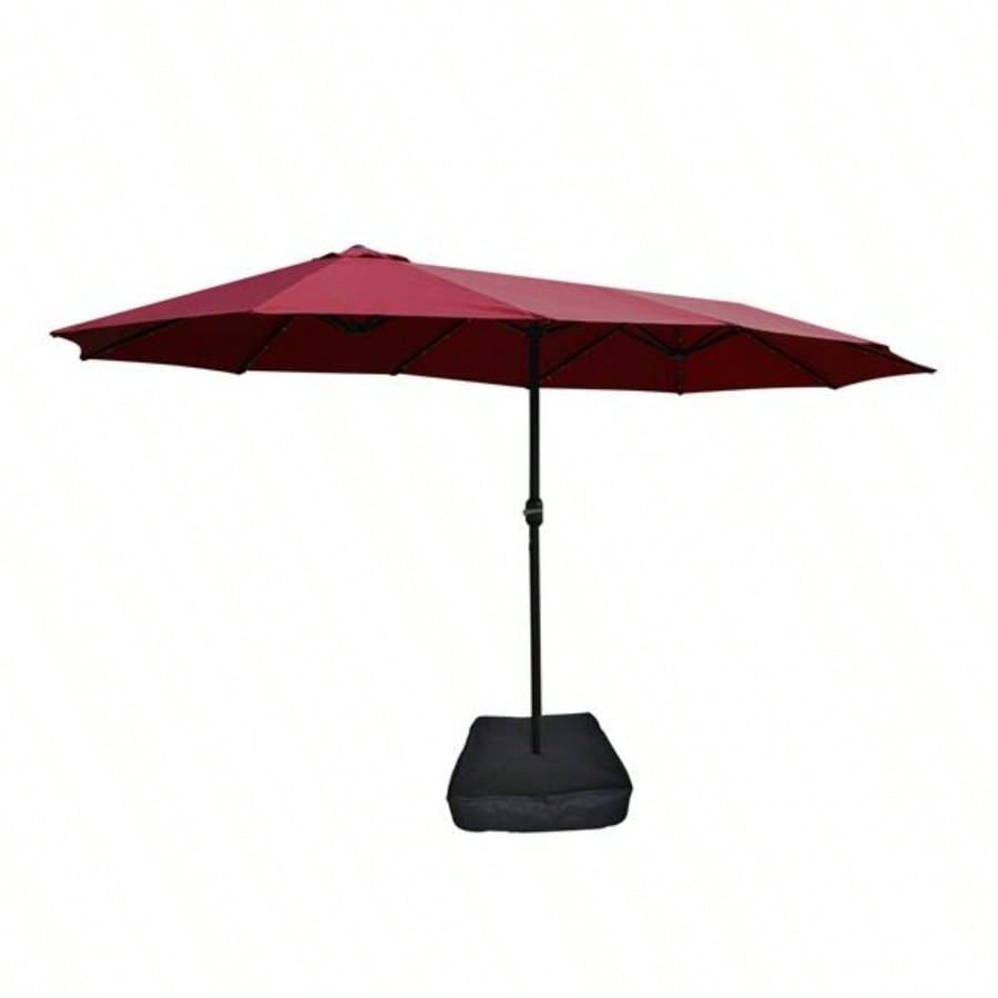 15x9ft Large Double - Sided Rectangular Outdoor Twin Patio Market with light and base - red