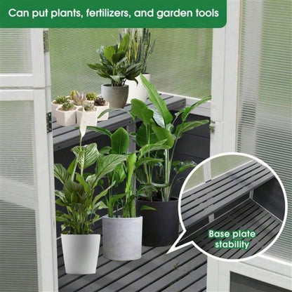 Greenhouse, Wooden Greenhouse Polycarbonate Garden Shed Plants, 7639; 39; 4839; 39; 8639; 39; Walk - in Outdoor Plant Gardening Greenhouse Patio Backyard Lawn, Grow House with Front Entry Door