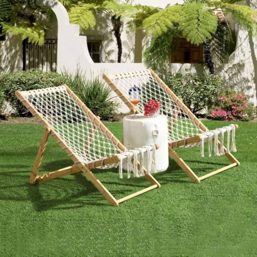 Set of 2 Weaving Chair, with Handwoven Rope Patio, Living Room, Garden, Balcony