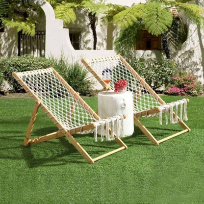 Set of 2 Weaving Chair, with Handwoven Rope Patio, Living Room, Garden, Balcony