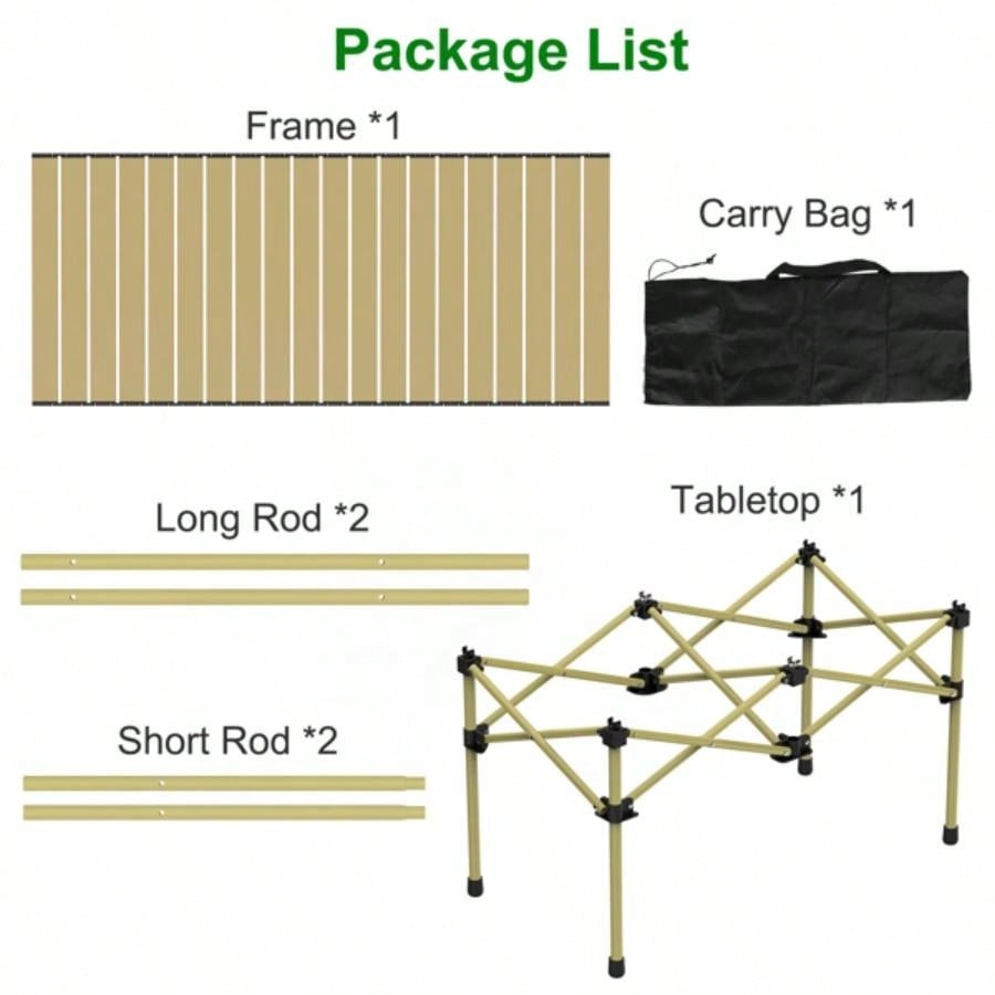 Folding Camping Table, Portable upgraded carbon steel Table with Carry Bag Heavy Duty, Lightweight Foldable Camp Table Outdoor, Large Table Picnic Barbecue Grill Beach Patio, 4 - 6 Person