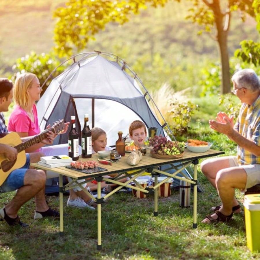 Folding Camping Table, Portable upgraded carbon steel Table with Carry Bag Heavy Duty, Lightweight Foldable Camp Table Outdoor, Large Table Picnic Barbecue Grill Beach Patio, 4 - 6 Person