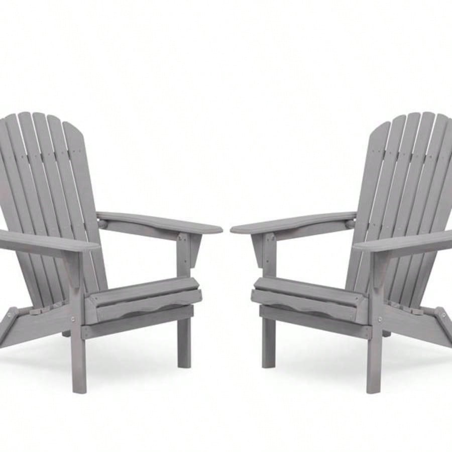 Wood Lounge Patio Chair Garden Outdoor Wooden Folding Adirondack Chair Set of 2 Solid Cedar Wood Lounge Patio Chair Garden, Lawn, Backyard,