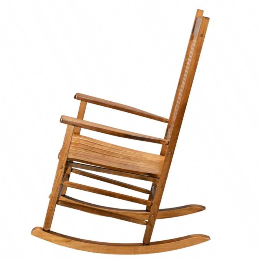 Square Wooden Rocking Chair Wavy Backboard Color