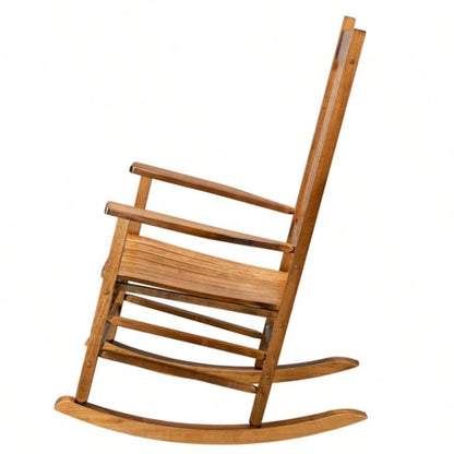 Square Wooden Rocking Chair Wavy Backboard Color