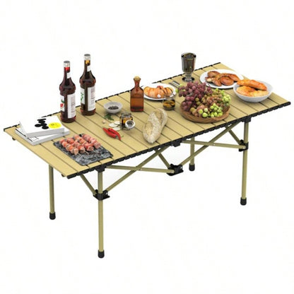 Folding Camping Table, Portable upgraded carbon steel Table with Carry Bag Heavy Duty, Lightweight Foldable Camp Table Outdoor, Large Table Picnic Barbecue Grill Beach Patio, 4 - 6 Person