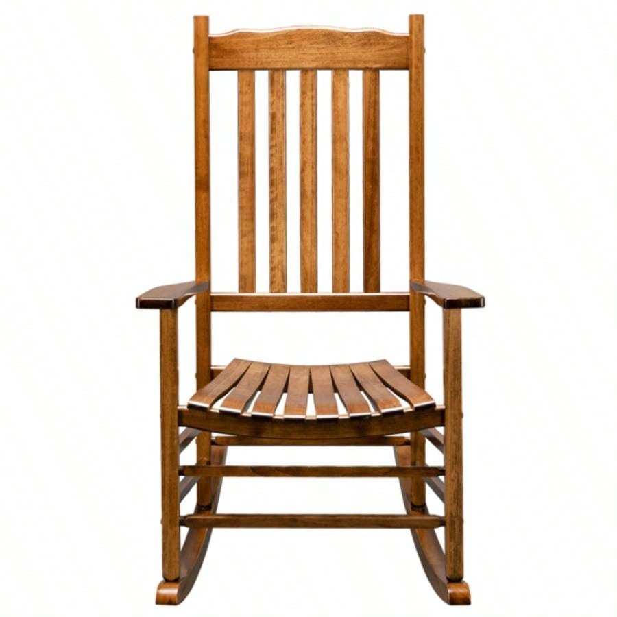 Square Wooden Rocking Chair Wavy Backboard Color