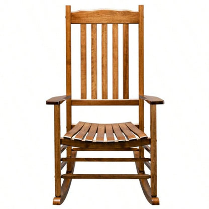 Square Wooden Rocking Chair Wavy Backboard Color