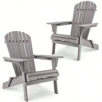 Wood Lounge Patio Chair Garden Outdoor Wooden Folding Adirondack Chair Set of 2 Solid Cedar Wood Lounge Patio Chair Garden, Lawn, Backyard,
