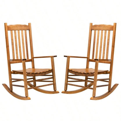 Square Wooden Rocking Chair Wavy Backboard Color