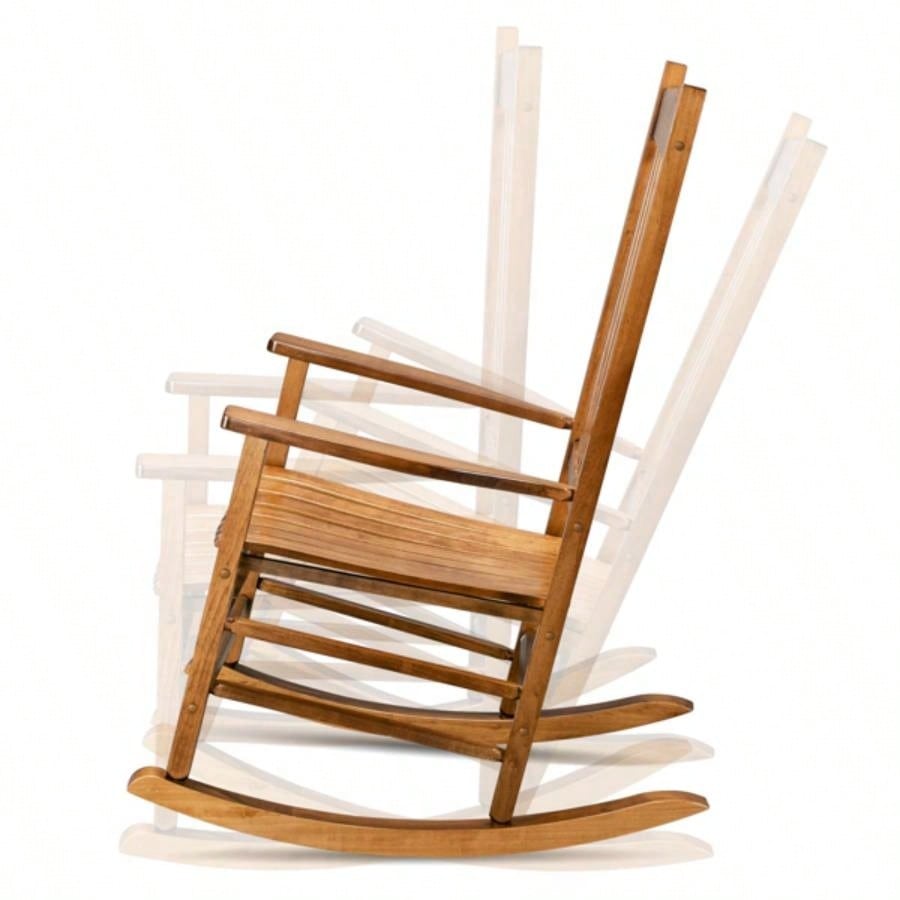 Square Wooden Rocking Chair Wavy Backboard Color