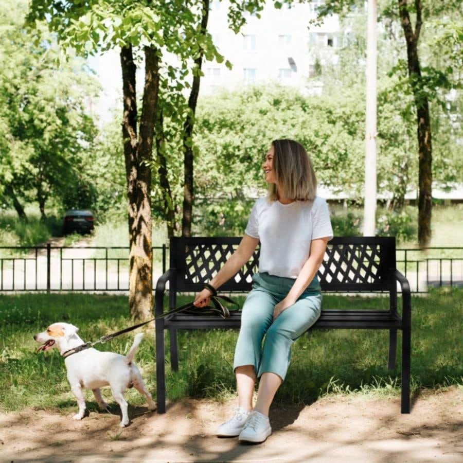 47in PVC Mesh Backrest Iron Black