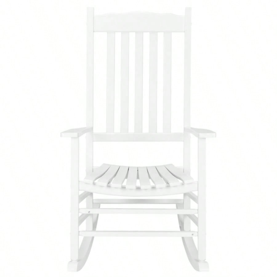 68.5*86*115CM Square Wooden Rocking Chair Wavy Backboard White