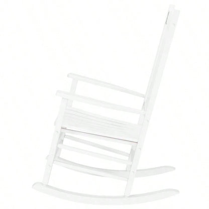 68.5*86*115CM Square Wooden Rocking Chair Wavy Backboard White