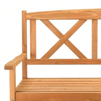 117*61*90cm Outdoor Garden Fir X Back Wooden Burlywood